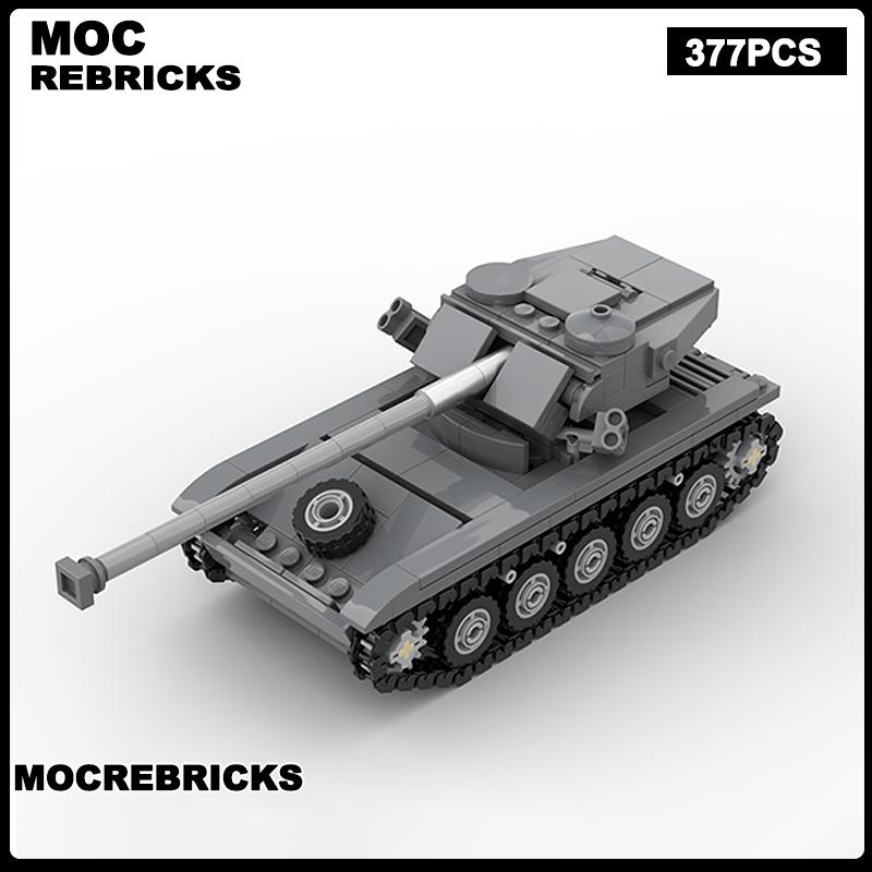 Военная серия Второй мировой войны Великобритания FV4005 Стадия 2 Strv 103 Легкий танк AMX 13 Модель из строительных блоков Игрушка Старшие кубики Рождественские подарки