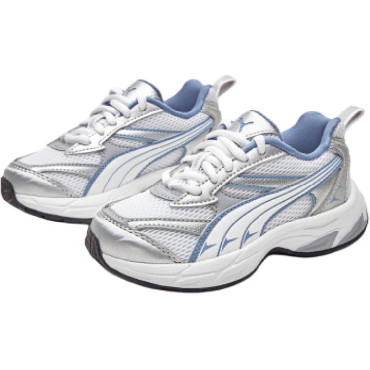 Puma Comfortable Versatile Durable Low-Top Casual Shoes Kids Sneaker Silver White 393793-07