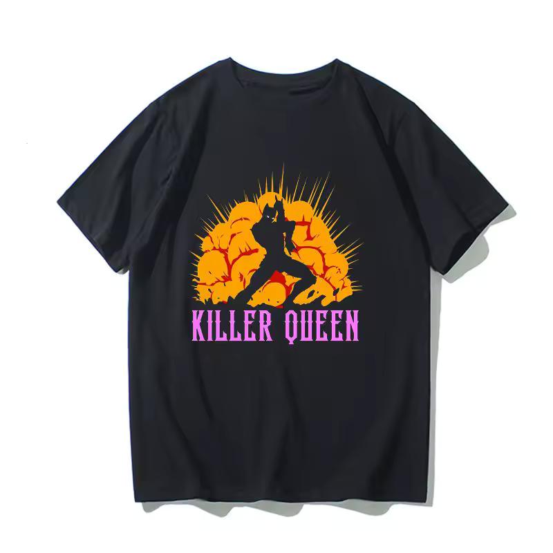 JOJO's Fantastic Adventure Peripheral Clothes Anime Kira Yoshikyo Stand-in Killer Queen T shirt Men's and Women's Streetwear