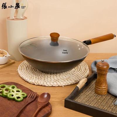 Чугунный вок с круглым дном и крышкой Zhang Xiaoquan, для домашней кухни
