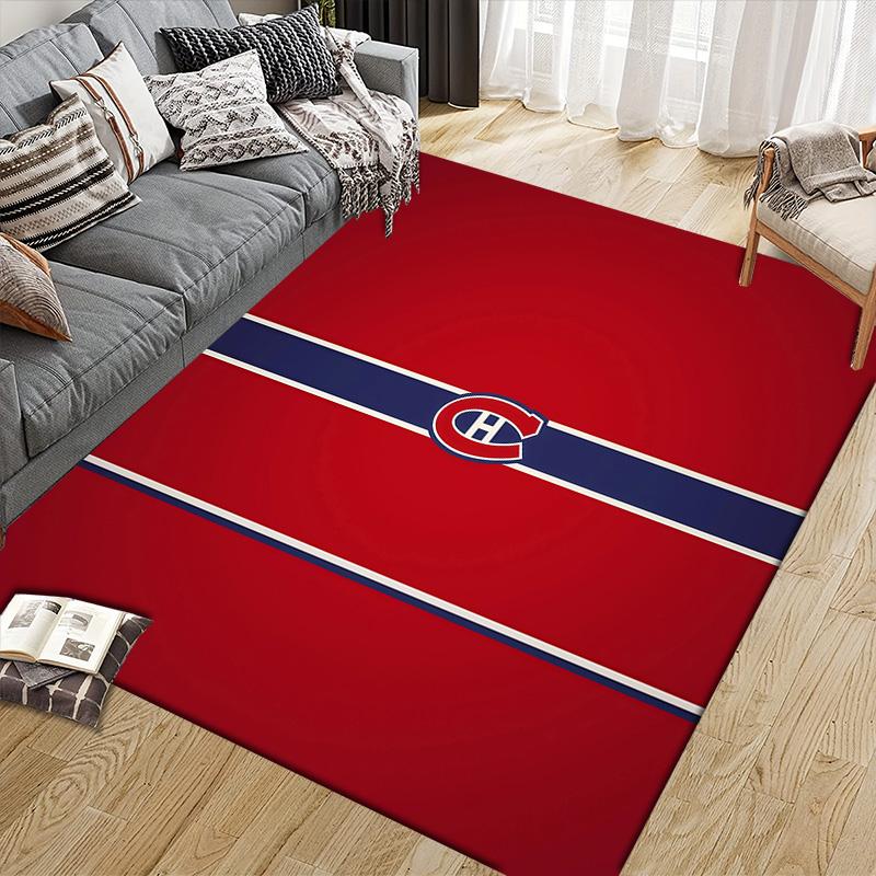 Квадратный ковер с фланелевым узором Montreal Canadiens, Ковер для гостиной, спальни, дивана, игровой комнаты, Нескользящий коврик для пола