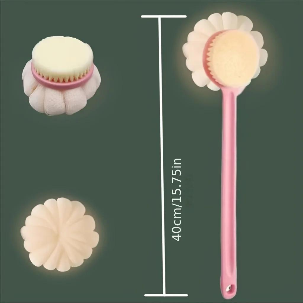 Soft Nylon Shower Brush for Sensitive Skin – Bathroom Long Handle Back Style, Gentle Exfoliating, Odorless & Easy to Clean