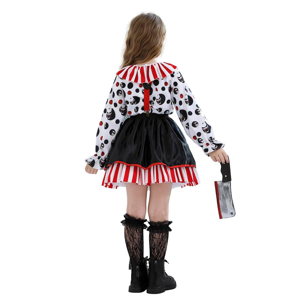 Halloween costumes for kids: scary ghost doll dress, bloody revenant clown costume, horned witch costume, carnival performance outfit