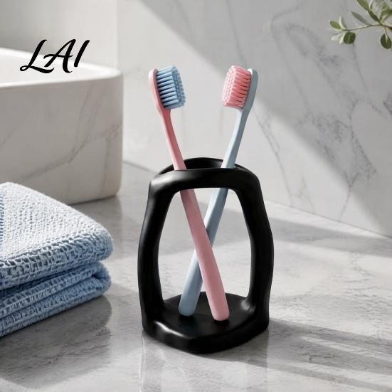 Cosmetic Tool Storage 3D Printed Minimalist Toothbrush Holder Hollow Tooth Brush Stand Makeup Organizer Multi‑Purpose Organizer Decorative