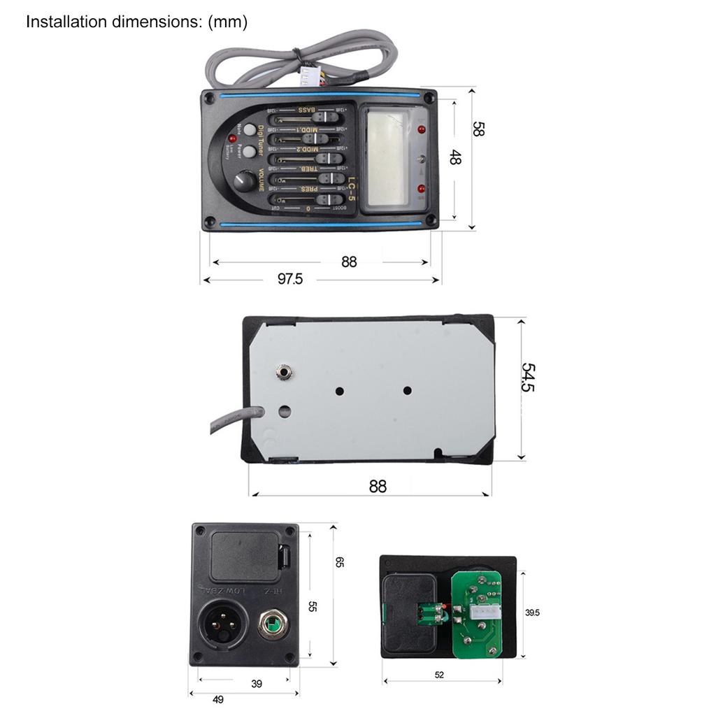 Acoustic Guitar Pickup 5 Band Preamp EQ LC-5 Equalizer Tuner Piezo Pickup Suitable for Enhancing Sound Performances