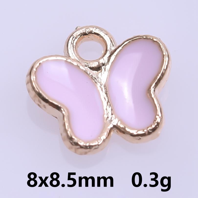 Pink Love Girl Accessories Enamel Bulk Charms For Jewelry Making Supplies Moon/Flower/Butterfly Pendants Charm DIY Earring Craft