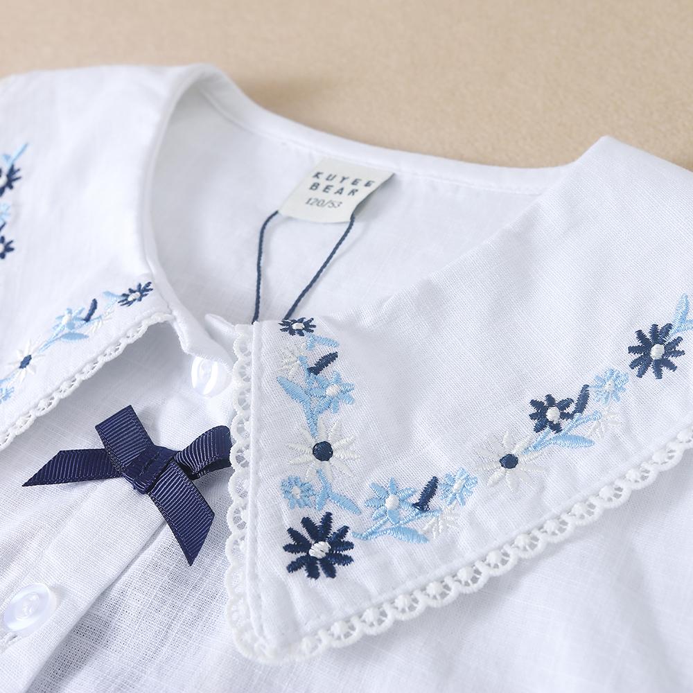 Блузки для девочек, рубашки, летние хлопковые милые кружевные повседневные белые топы с короткими рукавами, детская одежда высокого качества