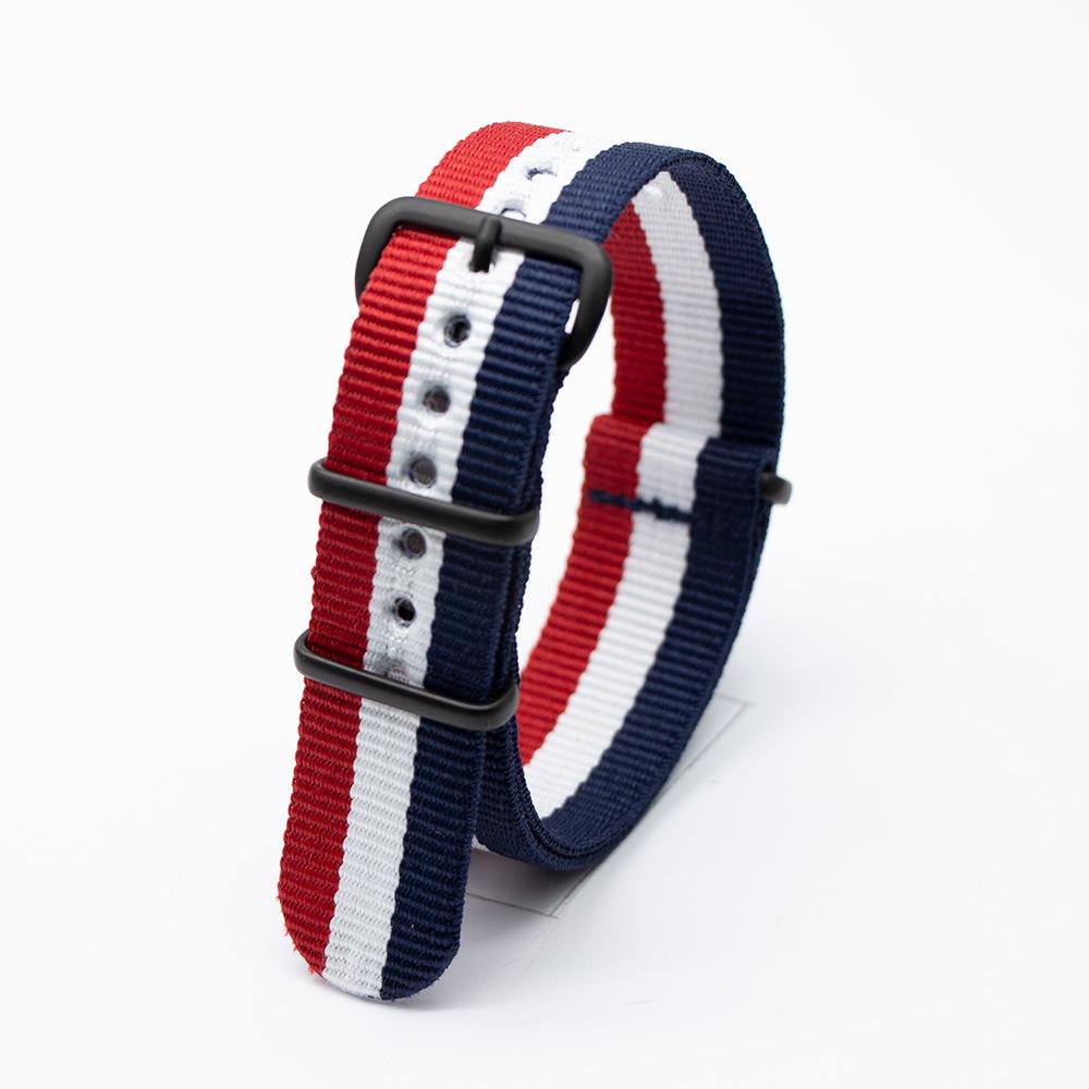 Черный нейлоновый и парусиновый ремешок для часов с вакуумно-нанесенной застежкой