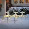 3Pcs Christmas Reindeer Figurines Ground Stakes Glittering Outdoor Props Art Crafts Lighted Deer Set