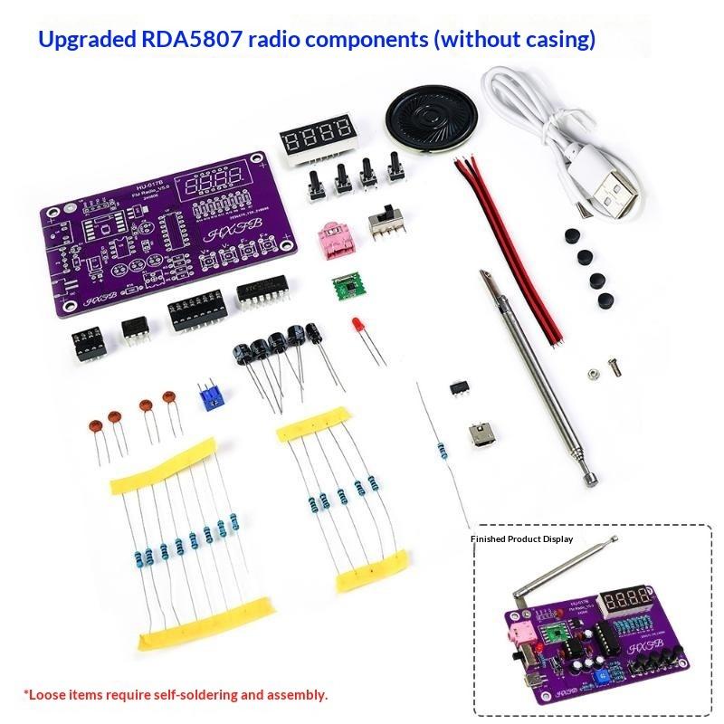 DIY Электронный набор для сборки FM-радио 87-108 МГц Регулируемая частота Цифровой дисплей Проект для пайки Практика пайки Solder Rda5807S