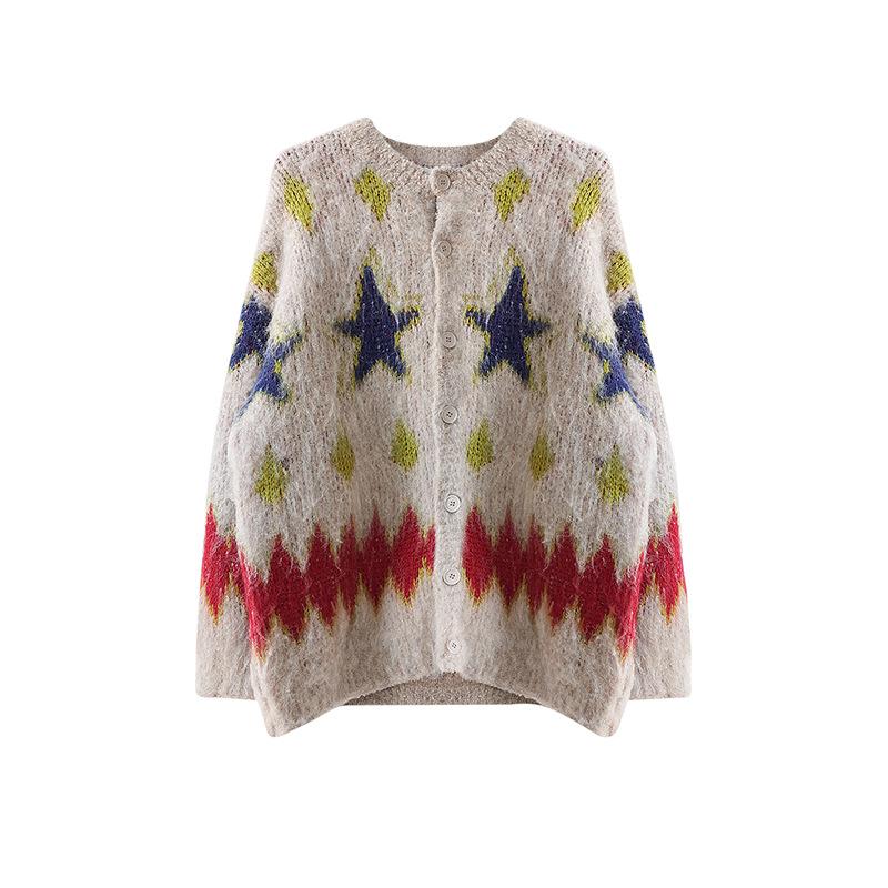 Рождественский винтажный свитер с круглым вырезом для мужчин, свободный повседневный вязаный кардиган Harajuku High Street на осень-зиму