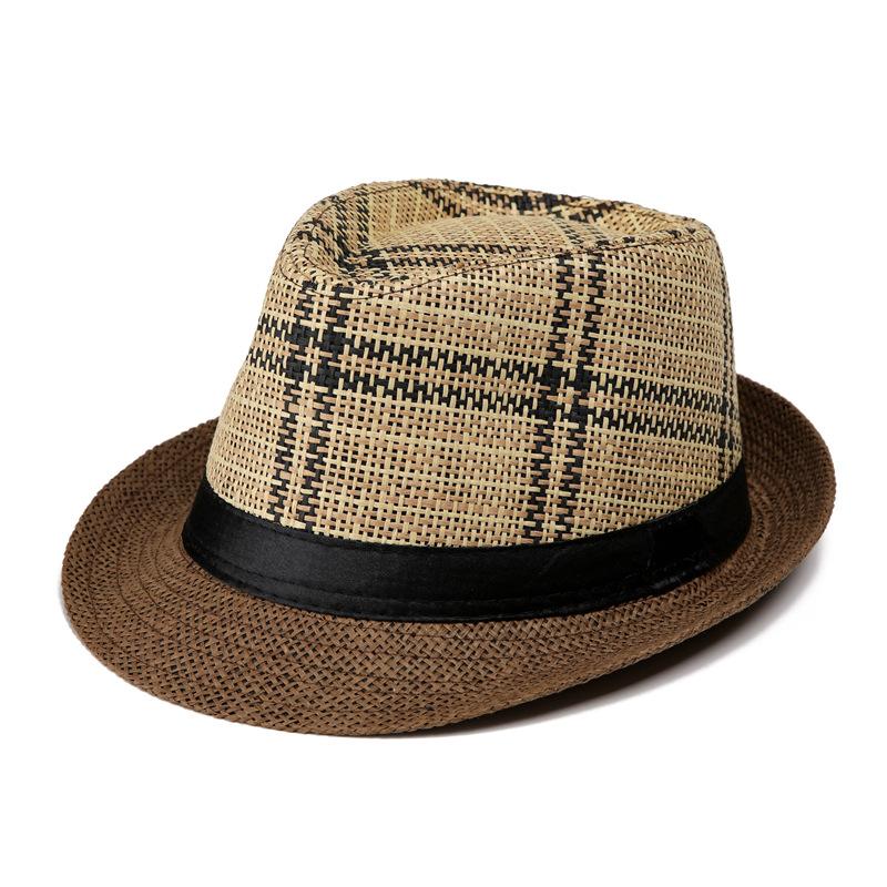 Summer Men's Hat Jazz Hat Shade Men's Straw Hat Sunscreen Cool Hat Beach Hat British Top Hat