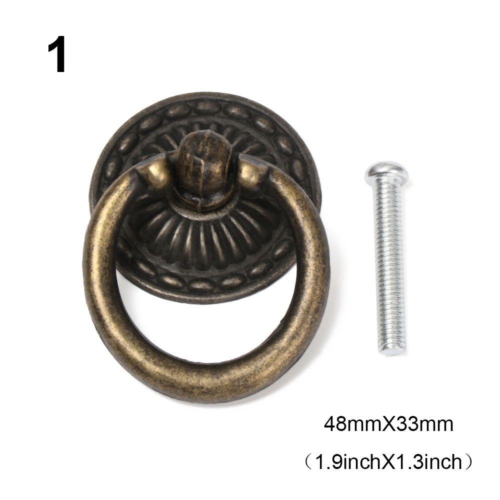 Ring Pattern European Style Retro Furniture Knobs Single Hole Bronze Handles Wardrobe Pulls