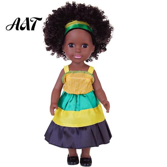 Toddler Toys for Imaginative Play 14 Inch Black Doll with Afro Hair, Soft Vinyl Posable Gift Children Kids, Dress Up Fashion Toy Accessories,
