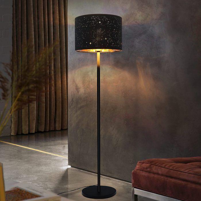 Lampadaire - NETTLIFE - Lampadaire salon 144 cm - Abat-jour design étoile - Noir - Douille E27 40W