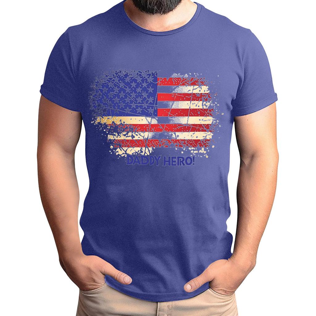Мужская футболка с принтом флага ко Дню отца, мужской свободный повседневный топ с коротким рукавом
