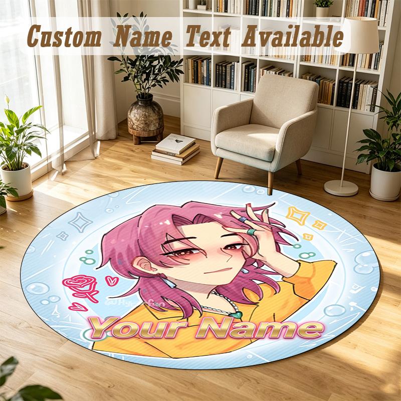 Round Rug Custom NameKpop Demon Hunters Pattern Non Slip Carpet Home Floor Decor