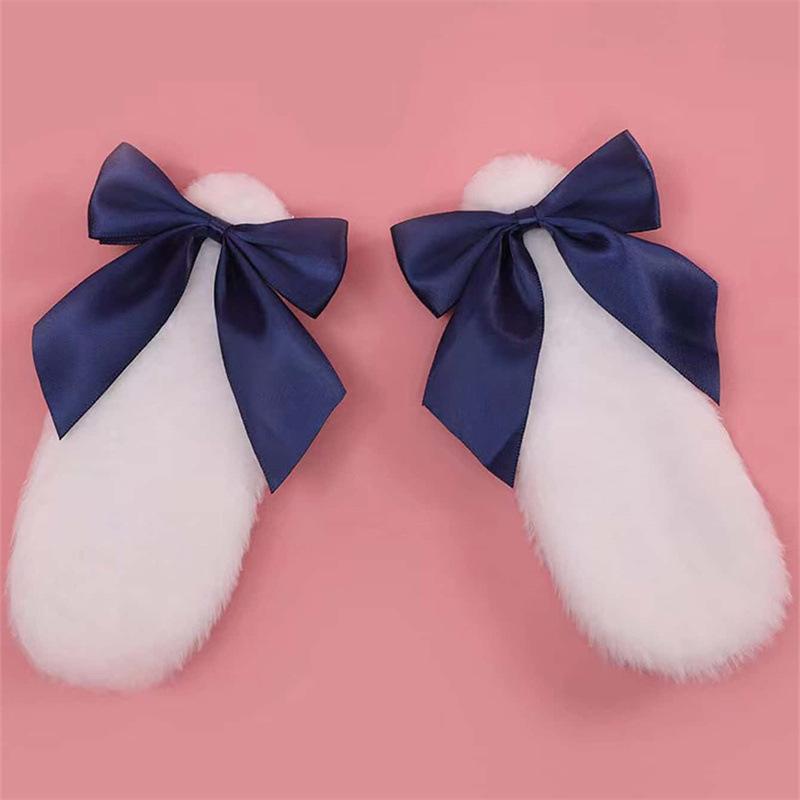 2 шт., кроличьи уши, пушистый мультяшный косплей, бант, сценический реквизит для фотосессии, милый реквизит