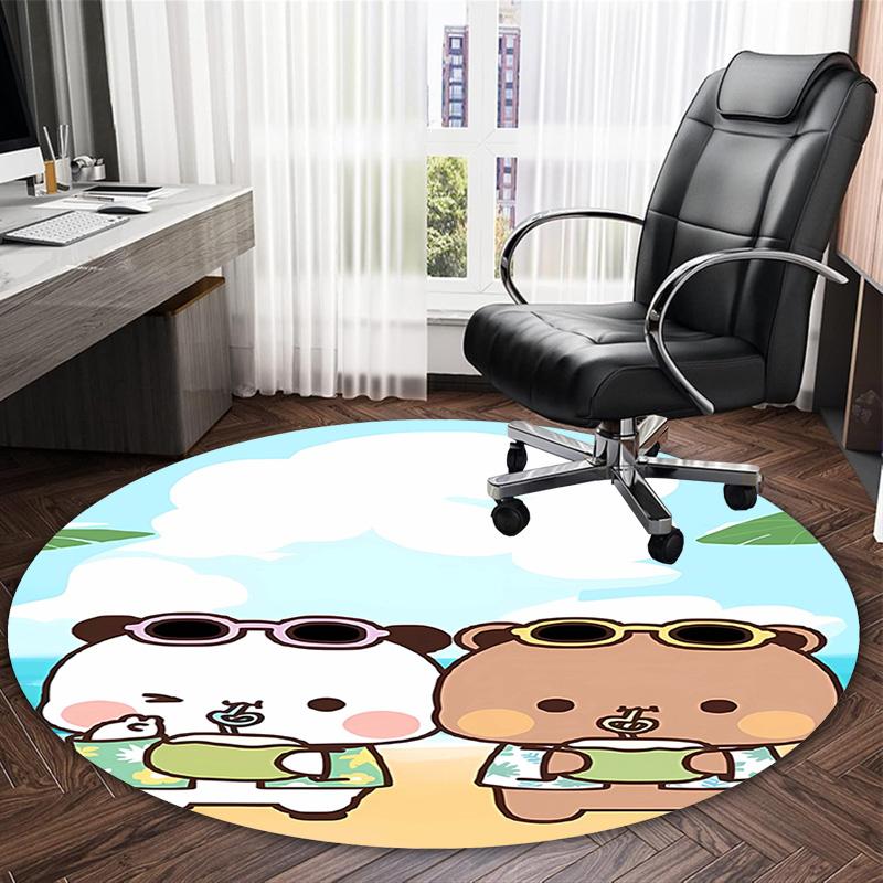 1pc Yier BuBu Bear3 Print Round Carpet Chair Round Carpet Suitable for Bedroom Living Room Home Decorative Carpet
