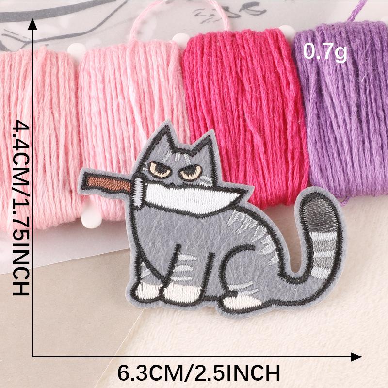 Вышитая этикетка с изображением мультяшного животного, кота, этикетка с изображением значка, аксессуаров для одежды, нашивка для глажки, вышивка, наклейка на ткань