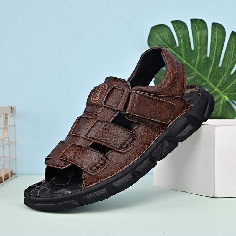 Open-toe Summer Mens Casual Shoes Comfy Leather Quick Dry Sandals Outdoor Sports Male Beach Footwear New Design Leisure Sandals