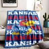 Kansas Jayhawks Theme Personalized Outdoor Flannel Blankets Soft And Suitable For All Seasons Perfect For Sofas Beds And Camping