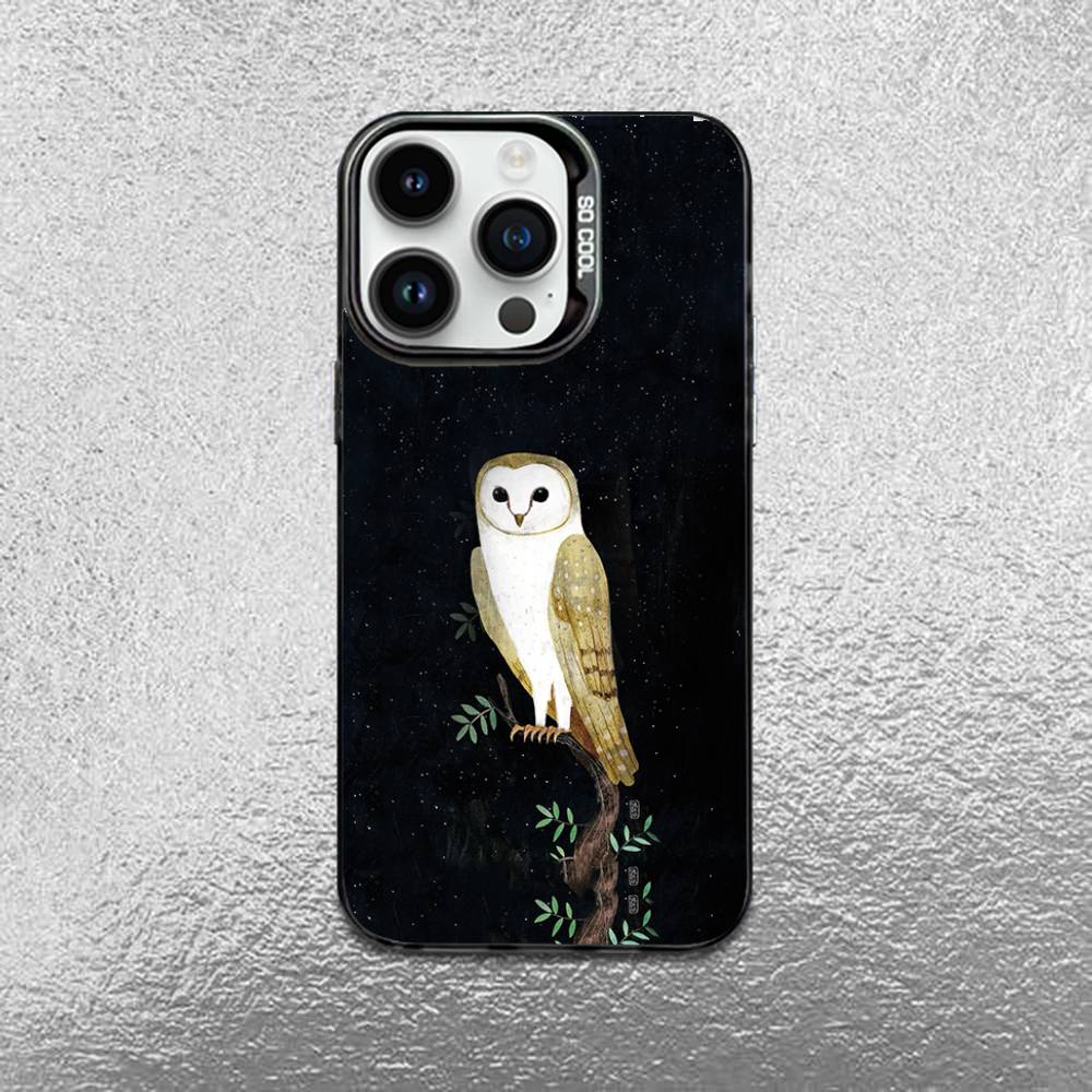 Cartoon Art Owl New High-End Phone Case For iPhone 16,15,14,13,12,11,Mini,Pro,E,MAX Black Candy Matte Shockproof Cover