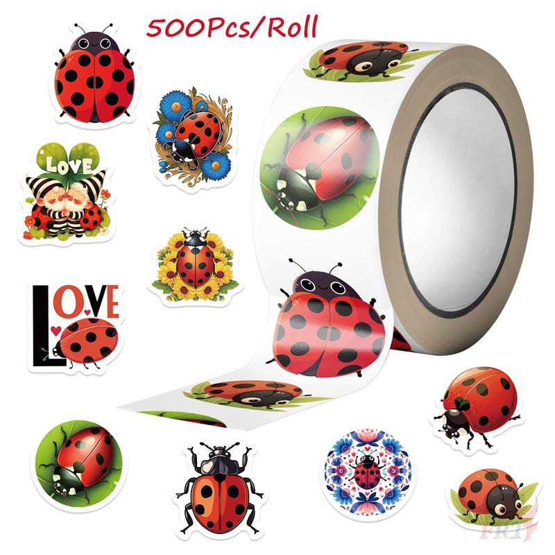 500Pcs/Roll Q Ladybugs Kids Rewards Stickers - DIY Scrapbooks Album Decor Sealing Label Decals