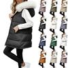 Women's Long Vest Plain Sleeveless Hood Winter Vest Outwear Jacket Lightweight Warm Coat Outerwear