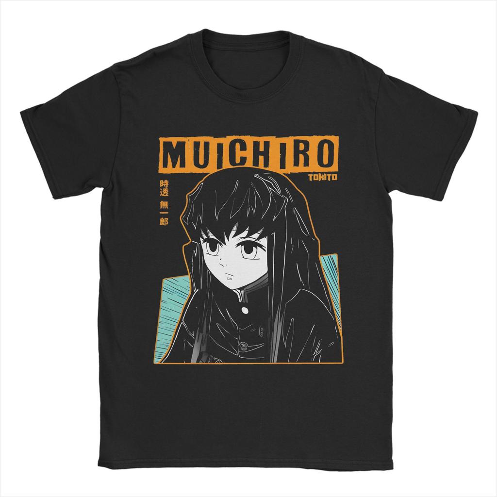 Клинок, рассекающий демонов Аниме Футболка Мужская Хлопковая Топы Рубашки Эстетика Муичиро Токито Круглый вырез Короткий рукав