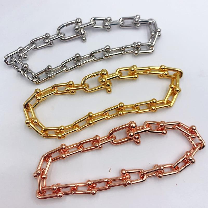 S925 Sterling Silver High Quality Thin U-Shape Trendy Bracelet Women Logo Genuine Jewelry Valentine Gift