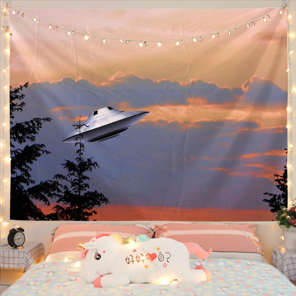 Таинственный гобелен с космическим кораблем, подвесной экзопланет, общежитие, Звезда Вселенной, спальня, гостиная, домашний декор