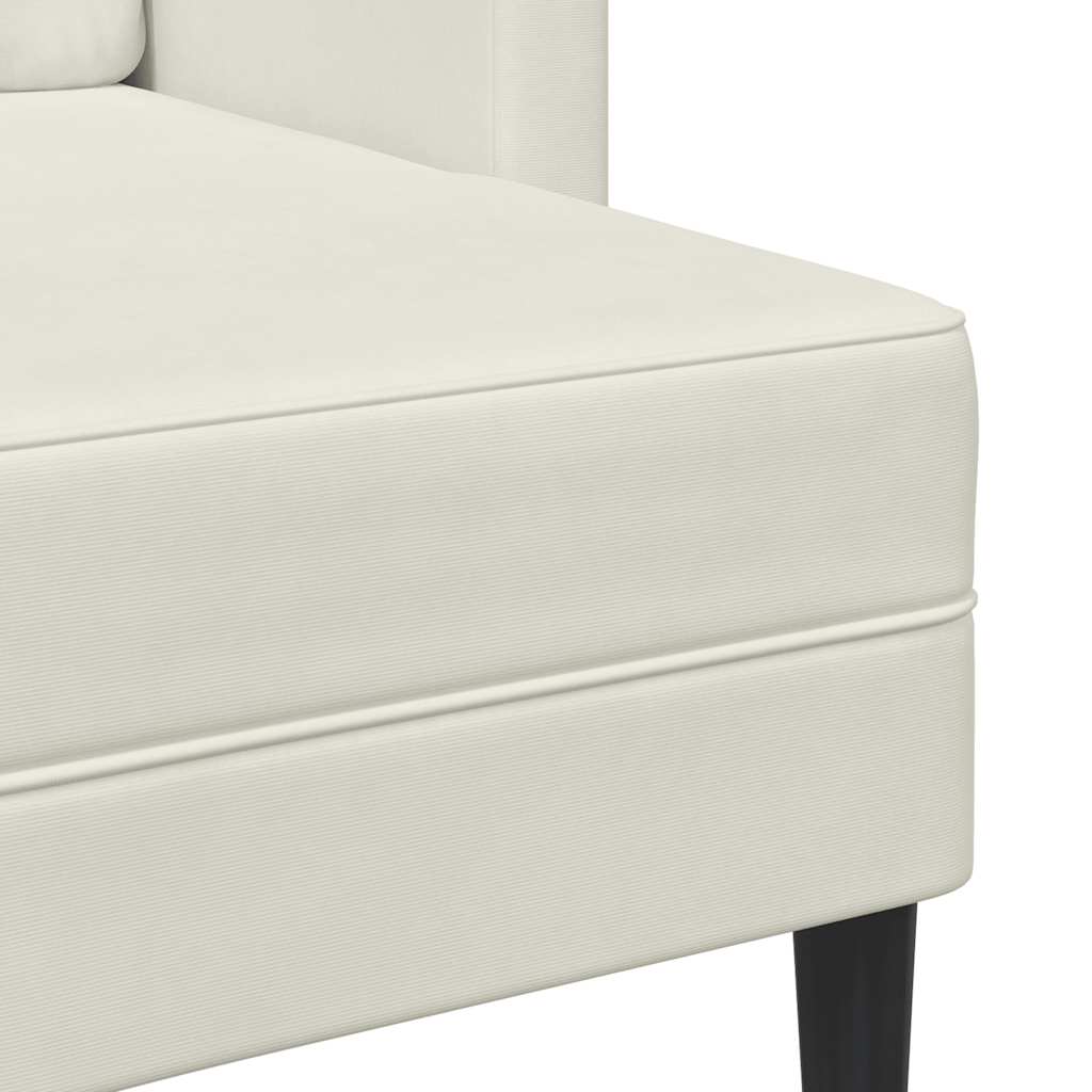 2 Seater Sofa with Chaise Longue L Shaped Cream 125 cm Velvet