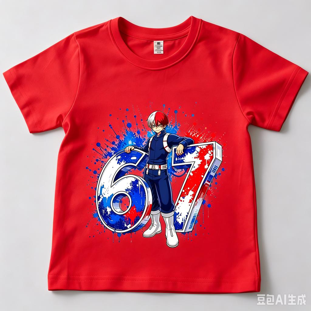 My Hero Academia Shoto Todoroki 67 Printed Kids Cotton T Shirt Casual Daily Wear for Children and Teen Boys Girls