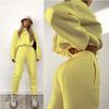 Women's Bright Yellow Hoodie and Jogger Set Casual Sportswear Two Piece Outfit