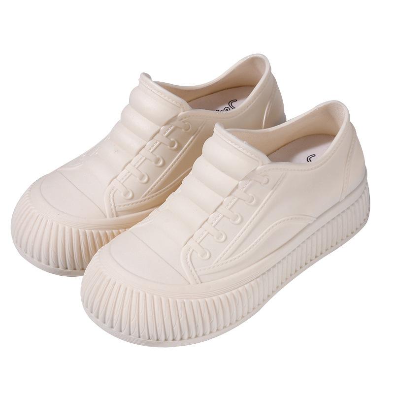 Water shoes inner height increase shallow mouth rain shoes women's low-top short rain shoes thickened sole warm plus fixed cotton non-slip waterproof