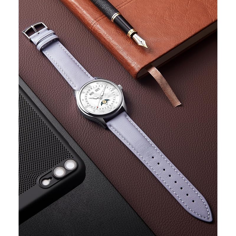 [BINLUN] кожаный ремешок для часов, быстросъемный кожаный ремешок для часов, многоцветные ремешки для часов, стильный сменный ремень, мягкий, дышащий, унисекс (21мм, легкий