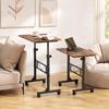 Overbed Table Adjustable Height Sofa Side Table with Wheels 80 x 40 cm Rustic Brown Black