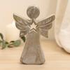 Hand-Carved Whitewashed Mango Wood Angel Figurine, Star Cutout