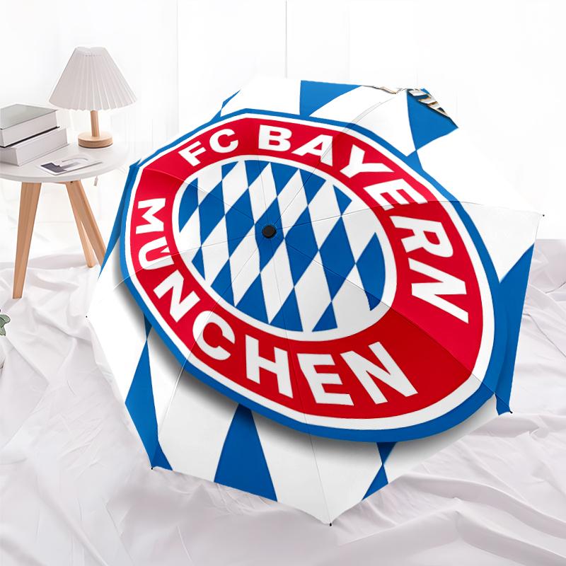 Printed FC Bayern München logo Printed Folding Umbrella,Outdoor,Leisure,And Travel Umbrella,Durable Umbrella Fabric,Birthday And Holiday Gift
