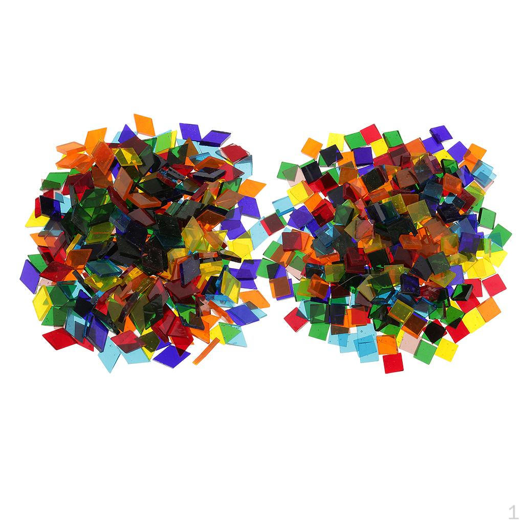 320g Square and Rhombus ShapeS Glass Mosaic Tiles Tessera for Art Crafts Multi Colors Mixed 10x10mm,