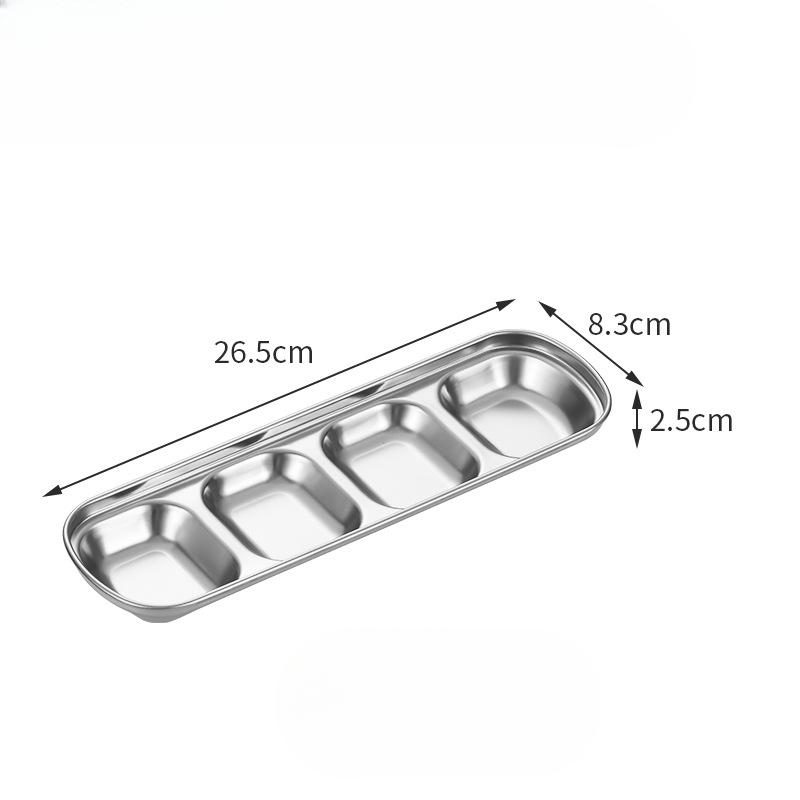 Блюдо для приправ из нержавеющей стали 304, многосекционная миска для макания в горячее блюдо, уксус, соевый соус кимчи, тарелка для закусок, кухонная утварь