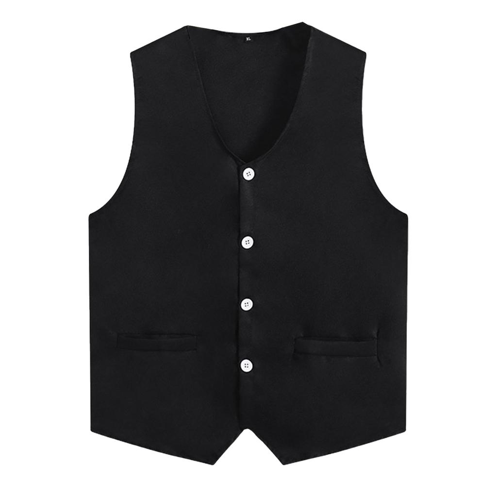 Kids Boys Girls Sleeveless Volunteer Vest Solid Color Button Waistcoat Uniform