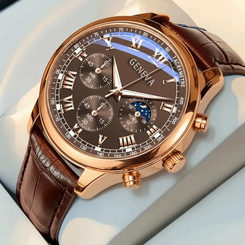 Screw Crown Quartz Watch PU Watchband Wrist Watch High Quality Business Watch Sport
