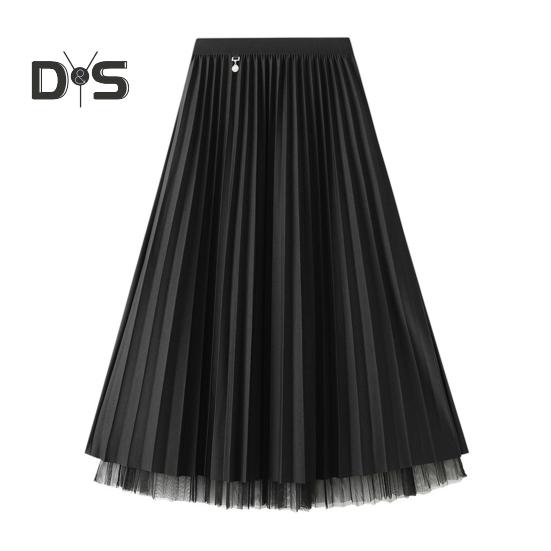 Женская юбка миди, эластичная юбка А-силуэта с высокой талией, однотонная, двухсторонняя, двусторонняя, осенне-зимняя юбка