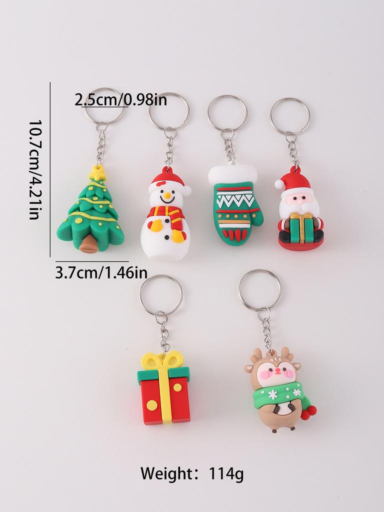 6 шт. ПВХ Рождественская серия подвеска брелок, модные милые Санта-Клаус дерево перчатки сумка аксессуары, рождественские маленькие подарки