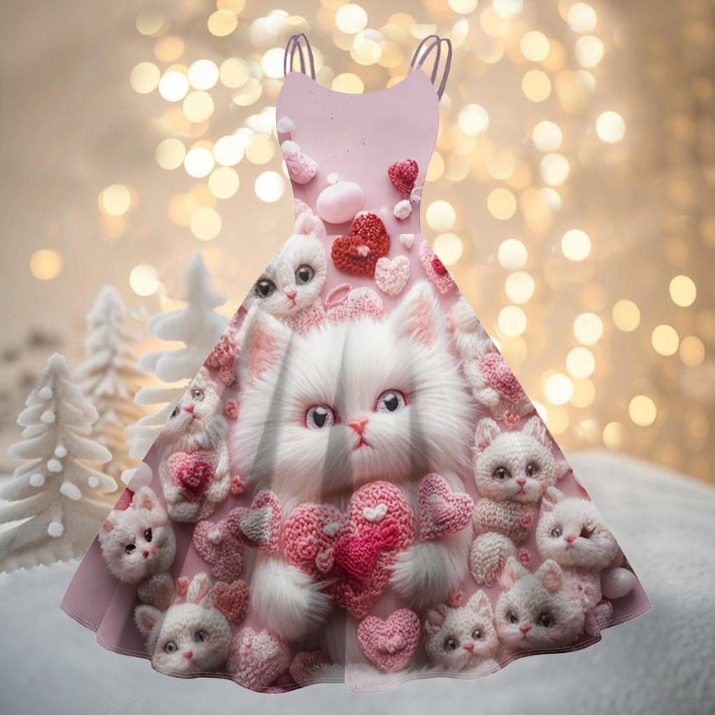 Женское модное коктейльное платье без бретелек с принтом ко Дню святого Валентина в готическом стиле, панк, винтажное платье.