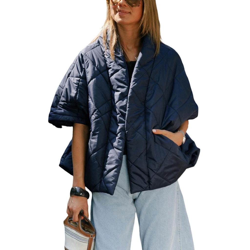 Women Casual Lightweight Oversized Padded Jacket Coat Warm Quilted Outerwear With Pockets