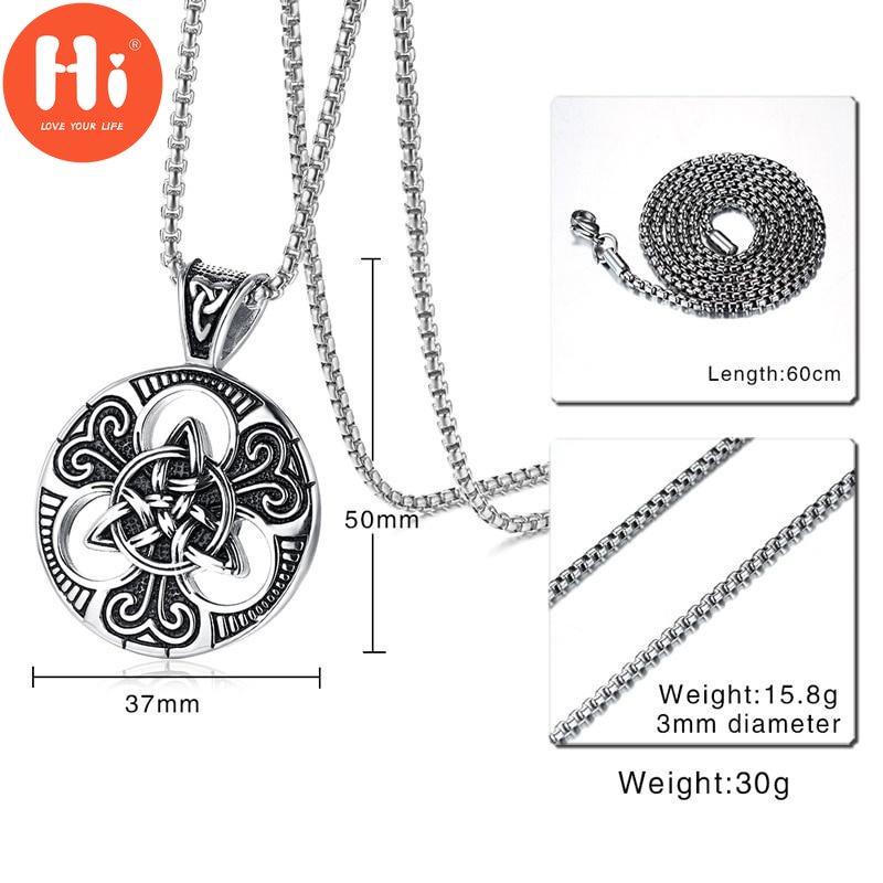Привет новый ретро-панк мужской ирландский кельтский узел любви Троицы круглый треугольный кулон ожерелье Ретро мужские ювелирные изделия