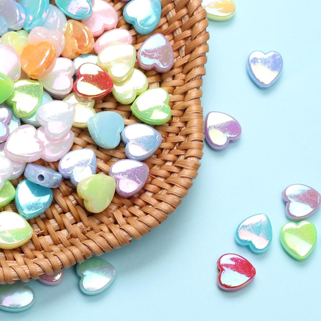DIY For GIFTS Jewelry Making AB Color 100Pcs Handmade Accessories Heart Acrylic Beads Home